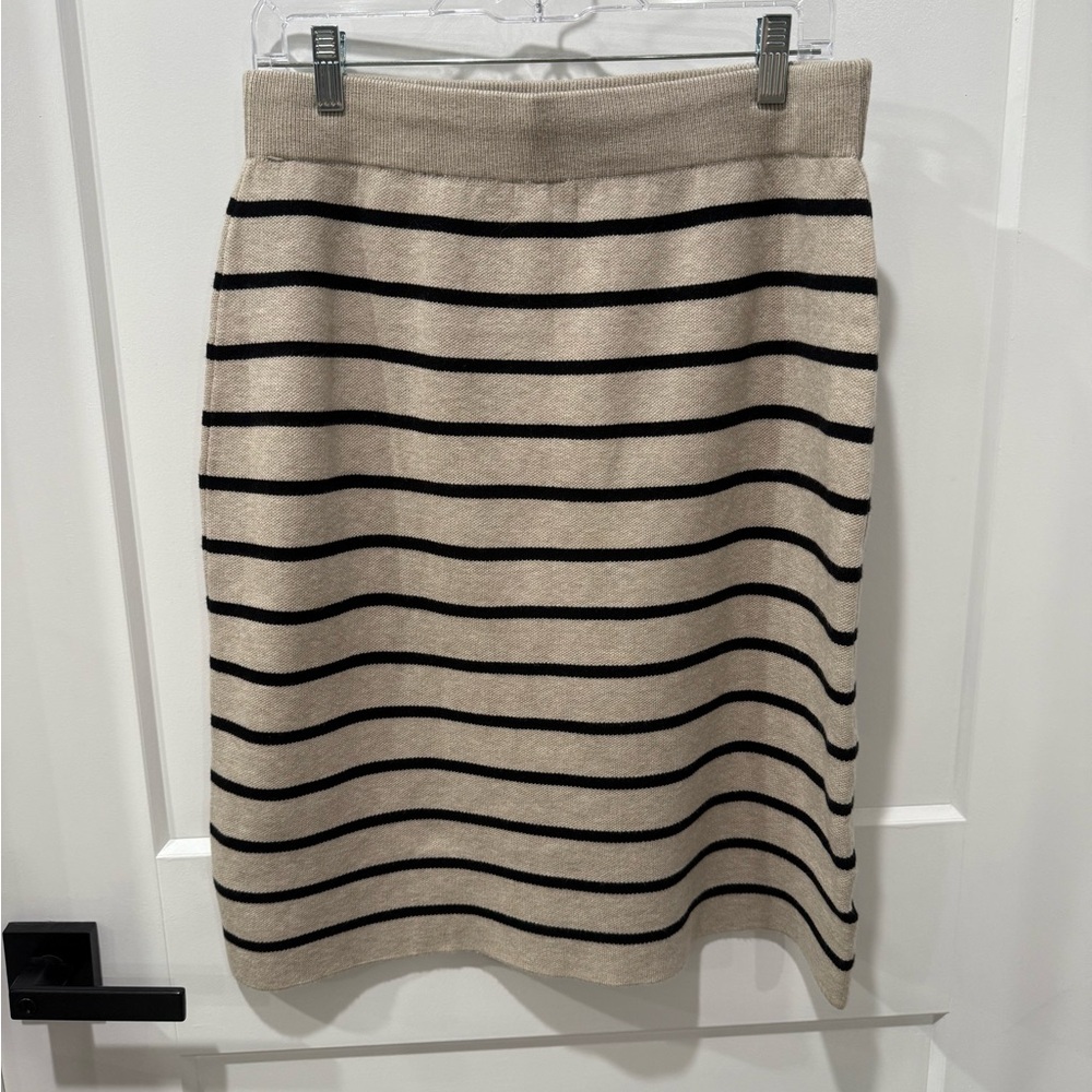 NWTMikarose Beige and Black Striped Pencil Skirt